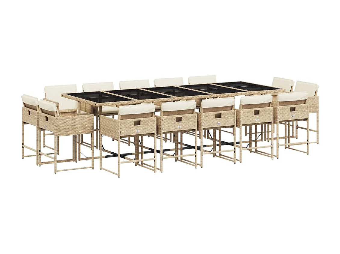 Brienne 15-delige Tuinset met kussens poly rattan beige