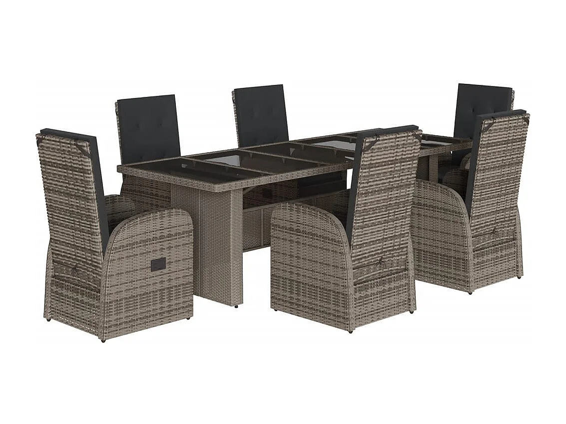Central Valley 7-delige Tuinset met kussens poly rattan grijs