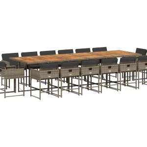 Brienne  17-delige Tuinset met kussens poly rattan grijs