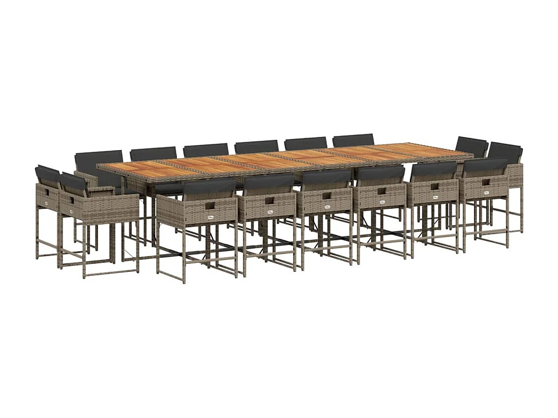 Brienne 17-delige Tuinset met kussens poly rattan grijs