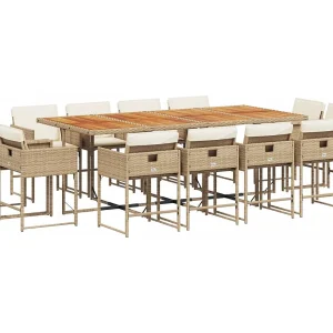 Brienne 13-delige Tuinset met kussens poly rattan beige Brienne 13-delige Tuinset met kussens poly rattan beige