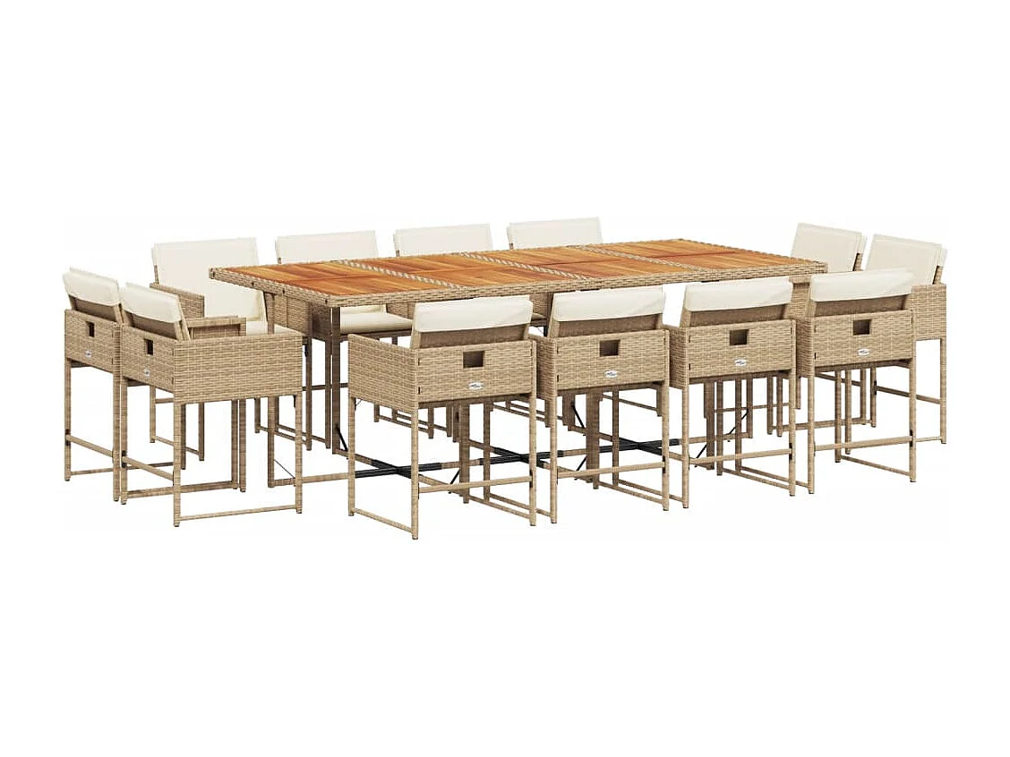 Brienne 13-delige Tuinset met kussens poly rattan beige
