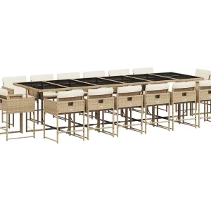 Brienne 17-delige Tuinset met kussens poly rattan beige Brienne 17-delige Tuinset met kussens poly rattan beige