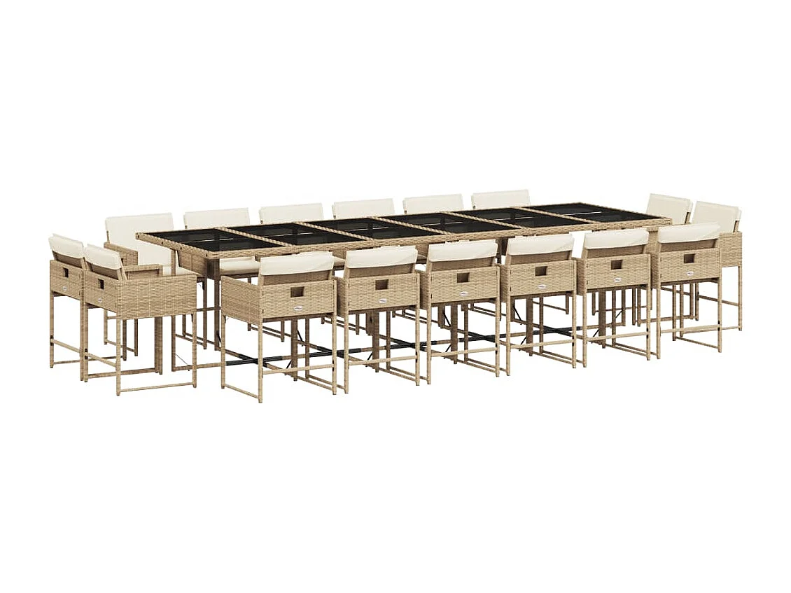 Brienne 17-delige Tuinset met kussens poly rattan beige