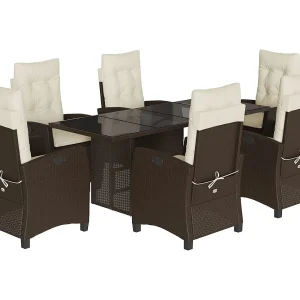 Bryndra  7-delige Tuinset met kussens poly rattan bruin