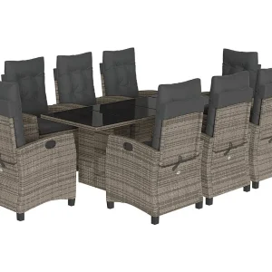 Bryndra 9-delige Tuinset met kussens poly rattan grijs Bryndra 9-delige Tuinset met kussens poly rattan grijs