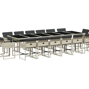 Brienne  17-delige Tuinset met kussens poly rattan lichtgrijs
