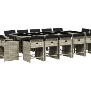 Celina  15-delige Tuinset met kussens poly rattan lichtgrijs