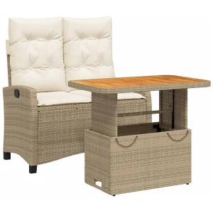 Brazil  2-delige Tuinset met kussens poly rattan beige
