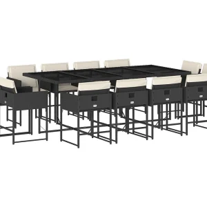 Brienne 13-delige Tuinset met kussens poly rattan zwart Brienne 13-delige Tuinset met kussens poly rattan zwart