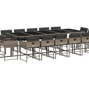 Brienne 15-delige Tuinset met kussens poly rattan grijs Brienne 15-delige Tuinset met kussens poly rattan grijs