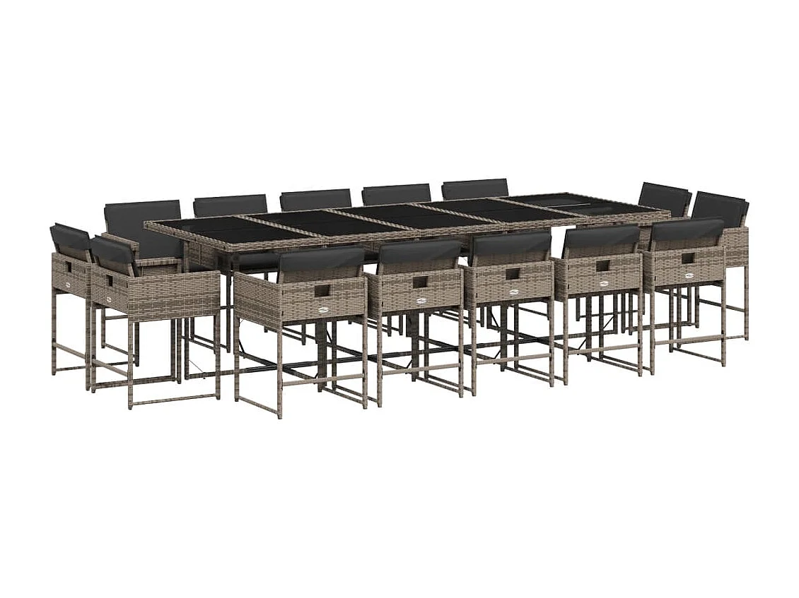 Brienne 15-delige Tuinset met kussens poly rattan grijs