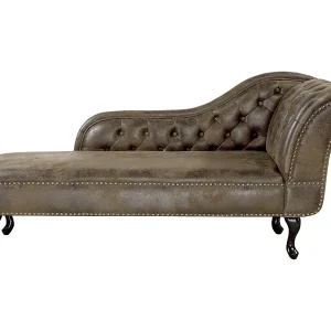 Chaise longue kunstsuede bruin rechtszijdig NIMES Chaise longue kunstsuede bruin rechtszijdig NIMES