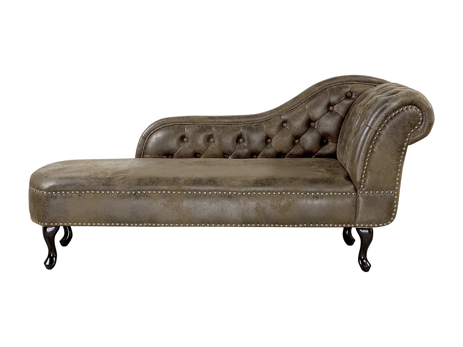 Chaise longue kunstsuede bruin rechtszijdig NIMES