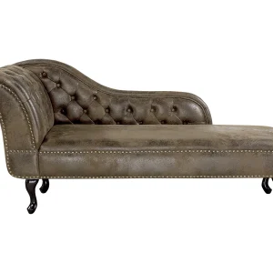 Chaise longue kunstsuede bruin linkszijdig NIMES Chaise longue kunstsuede bruin linkszijdig NIMES
