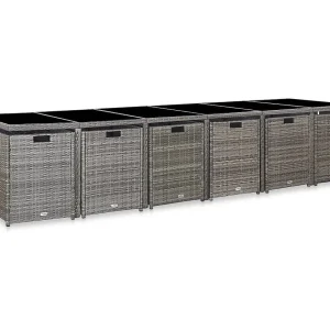 Browns Mills 17-delige Tuinset met kussens poly rattan grijs Browns Mills 17-delige Tuinset met kussens poly rattan grijs