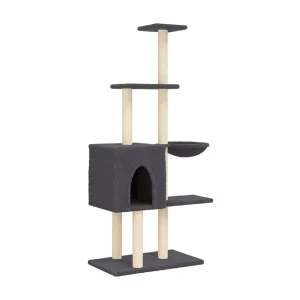 Broughton  Kattenmeubel met sisal krabpalen 145 cm donkergrijs