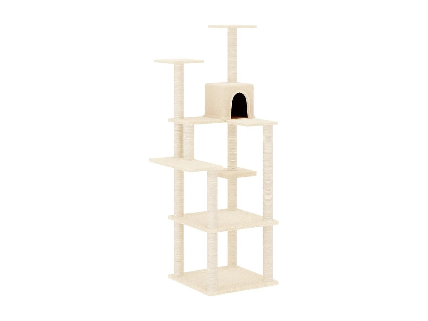 Burchard Kattenmeubel met sisal krabpalen 153 cm crèmekleurig