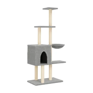 Broughton  Kattenmeubel met sisal krabpalen 145 cm lichtgrijs
