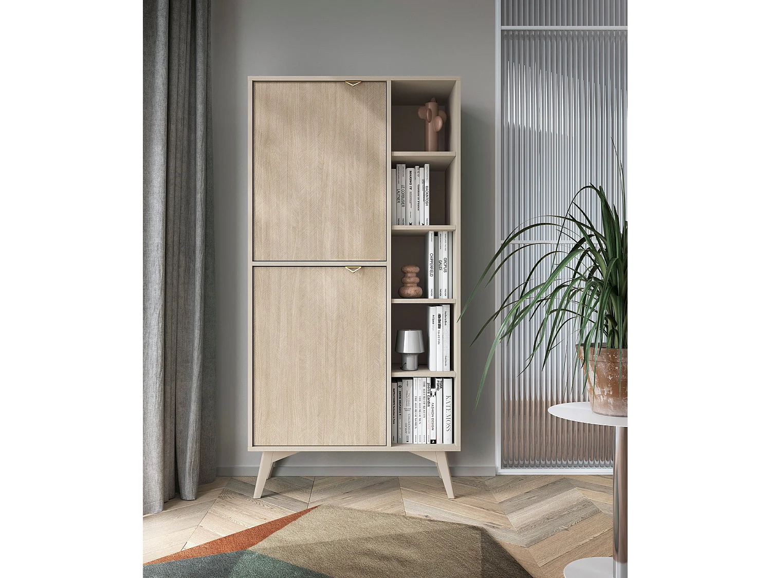 Buffet 2 deuren met 5 étagères étagères in gelamelleerd hout, 80x160 cm