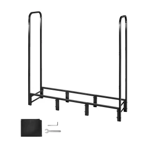 Brandhoutopslag SucceBuy voor Verwarming met Waterdichte Hoes, Metaal Buiten Houtopslag, 122 x 32 x 118 cm, Maximale Belasting 181,4 kg, voor Terras