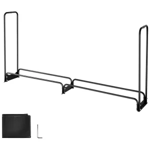 Brandhoutopslag SucceBuy voor Verwarming met Waterdichte Hoes, Metaal Buiten Houtopslag, 257 x 36 x 117 cm, Maximale Belasting 299,4 kg, voor Terras