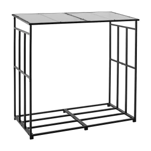 Brandhoutopslag SucceBuy voor Verwarming met Hellend Dak, Metaal Buiten Houtopslag, 143 x 70 x 143 cm, Maximale Draagcapaciteit 299,4 kg, voor Terras