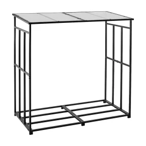 Brandhoutopslag SucceBuy voor Verwarming met Hellend Dak, Metaal Buiten Houtopslag, 185 x 70 x 180 cm, Maximale Draagcapaciteit 299,4 kg, voor Terras