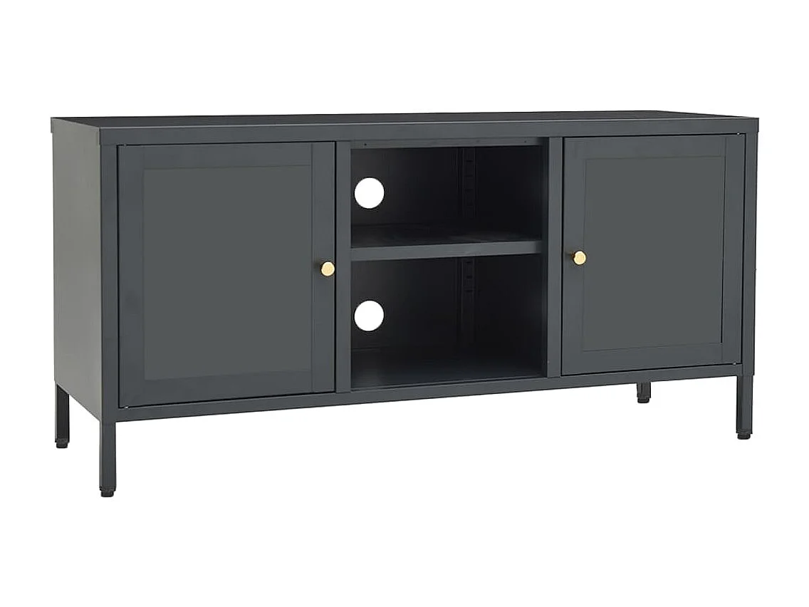 Bylor Tv-meubel 105x35x52 cm staal en glas antracietkleurig