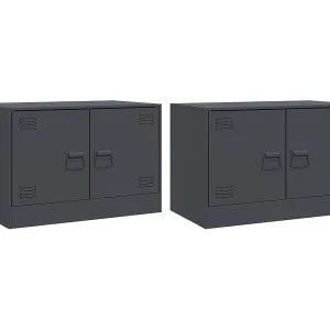 Castlerea Tv-meubelen 2 st 67x39x44 cm staal antracietkleurig Castlerea Tv-meubelen 2 st 67x39x44 cm staal antracietkleurig