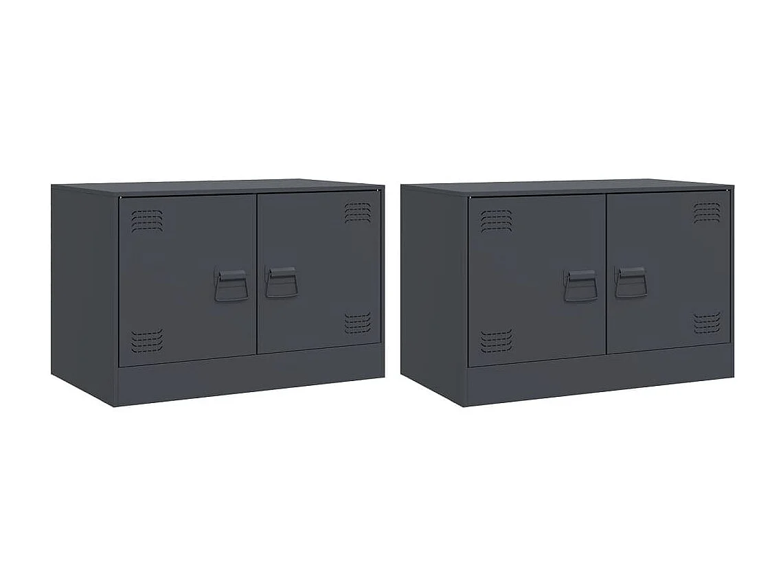 Castlerea Tv-meubelen 2 st 67x39x44 cm staal antracietkleurig