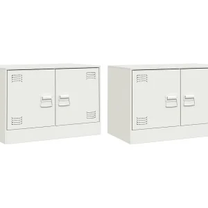 Castlerea Tv-meubelen 2 st 67x39x44 cm staal wit Castlerea Tv-meubelen 2 st 67x39x44 cm staal wit