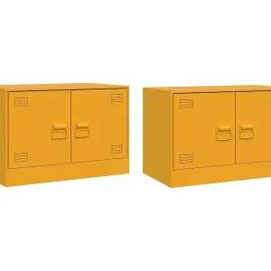 Castlerea Tv-meubelen 2 st 67x39x44 cm staal mosterdgeel Castlerea Tv-meubelen 2 st 67x39x44 cm staal mosterdgeel