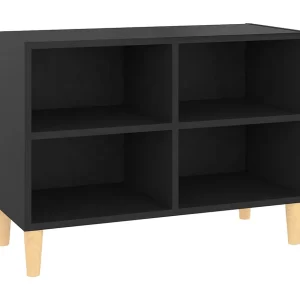 Bridgeville Tv-meubel met massief houten poten 69,5x30x50 cm zwart Bridgeville Tv-meubel met massief houten poten 69,5x30x50 cm zwart