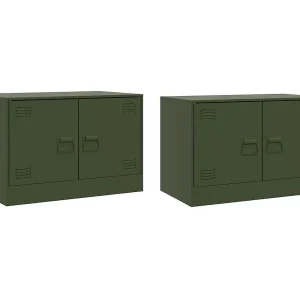 Castlerea Tv-meubelen 2 st 67x39x44 cm staal olijfgroen Castlerea Tv-meubelen 2 st 67x39x44 cm staal olijfgroen