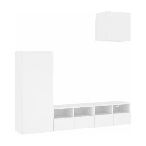 Brynir 4-delige Tv-meubelset bewerkt hout wit Brynir 4-delige Tv-meubelset bewerkt hout wit