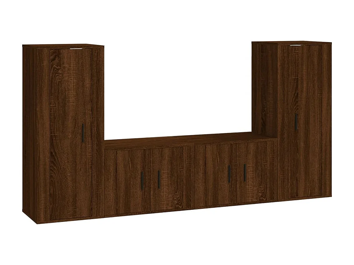 Calvin Dean 4-delige Tv-meubelset bewerkt hout bruin eikenkleur