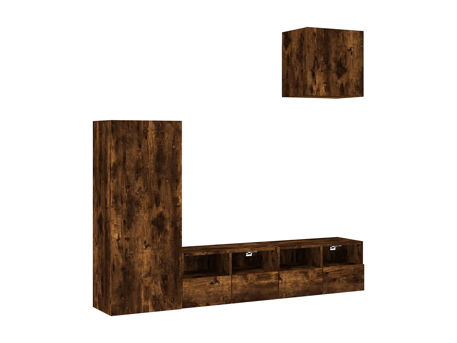 Brynir 4-delige Tv-wandmeubelset bewerkt hout gerookt eikenkleurig