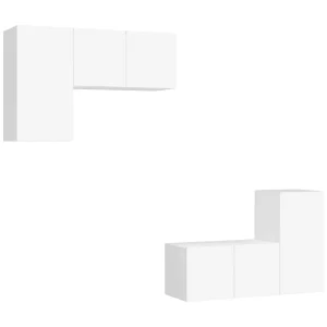 Chelles 4-delige Tv-meubelset bewerkt hout wit Chelles 4-delige Tv-meubelset bewerkt hout wit