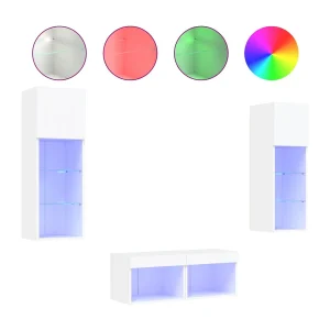 Brisora  4-delige tv-wandmeubelset met LED-verlichting wit