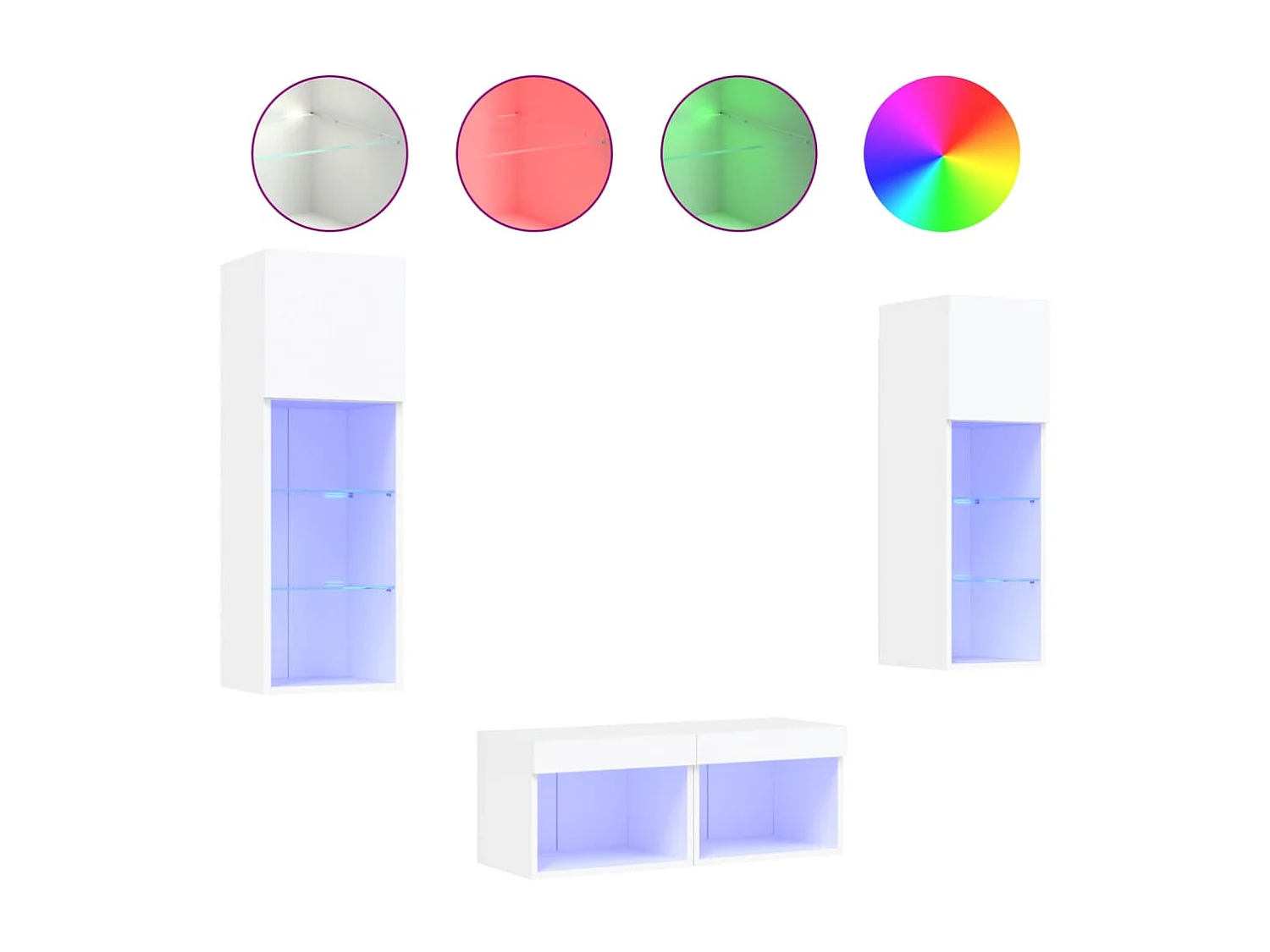 Brisora 4-delige tv-wandmeubelset met LED-verlichting wit