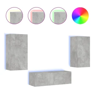 Chance 3-delige tv-wandmeubelset met LED-verlichting betongrijs Chance 3-delige tv-wandmeubelset met LED-verlichting betongrijs