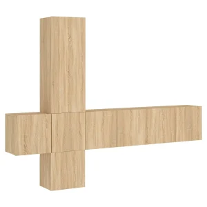 Burr Ridge 5-delige Tv-wandmeubelset bewerkt hout sonoma eikenkleurig Burr Ridge 5-delige Tv-wandmeubelset bewerkt hout sonoma eikenkleurig