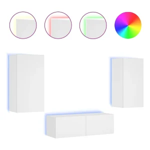 Chance 3-delige tv-wandmeubelset met LED-verlichting wit Chance 3-delige tv-wandmeubelset met LED-verlichting wit
