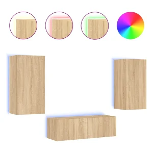 Chance 3-delige Tv-wandmeubelset met LED-verlichting sonoma eikenkleur Chance 3-delige Tv-wandmeubelset met LED-verlichting sonoma eikenkleur