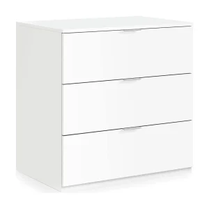 Dmora Ladekast Bridgeport 38x77x80h cm Wit 3 Lades, Glijdend Openen en Sluiten