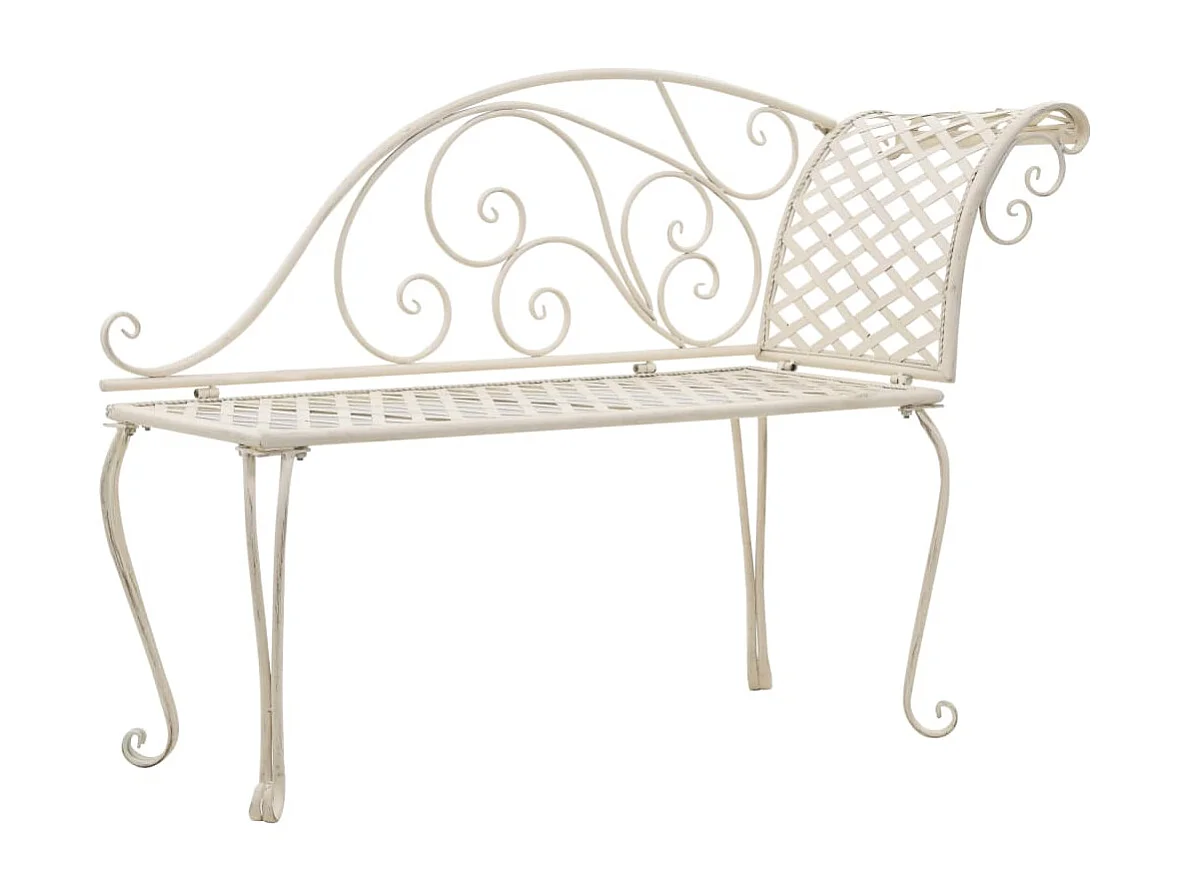 Chaise longue 128 cm metaal antiekwit