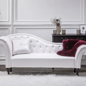 Chaise longue kunstleer wit linkszijdig LATTES Chaise longue kunstleer wit linkszijdig LATTES
