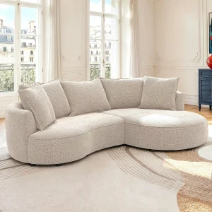 Rechterhoekbank in taupe chenille stof CEPRANO van Maison Céphy