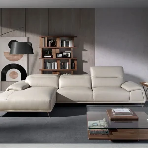 Chaise longue bank in grijs taupe rundleder 6149 ANGEL CERDA Chaise longue bank in grijs taupe rundleder 6149 ANGEL CERDA
